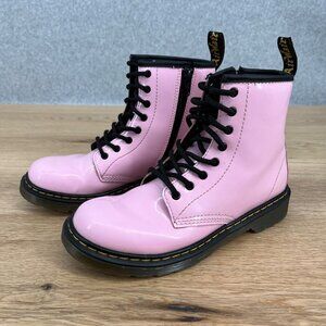 Dr Martens Junior 1460 Lace Up Boots Size EU 36 L5 M4 Pale Pink Patent Leather
